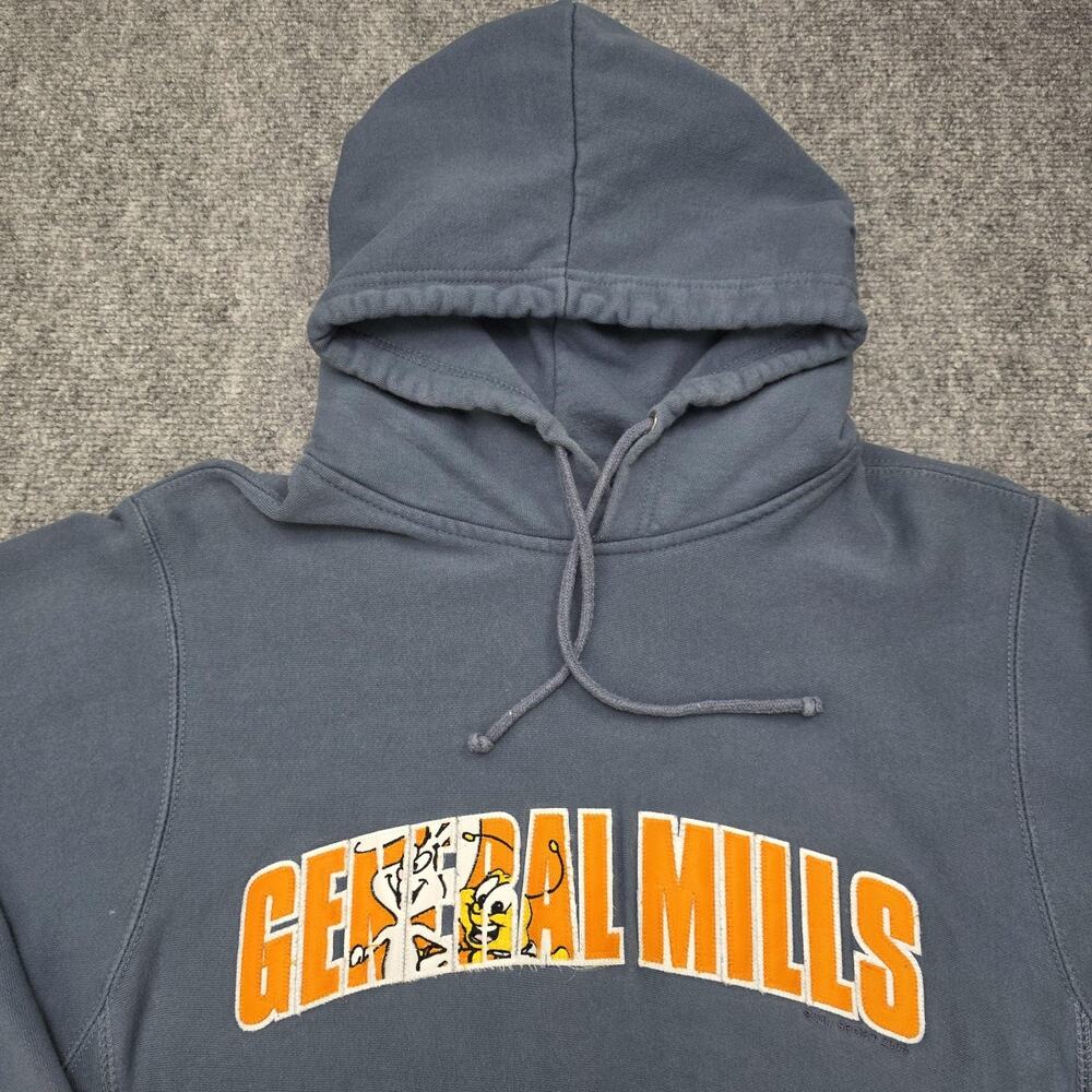 General Mills Sweatshirt Mens Small Blue Hoodie Embroidered Fleece Y2K Retro - Picture 8 of 16